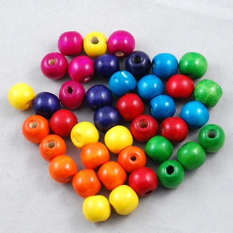 100 шт разноцветные маленькие деревянные бусины свободные для изготовления
