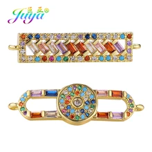 Juya DIY Rainbow Zirconia Gold/Silver Color Creative Luxury Charms Connector Accessories For Handmade Charms Bracelet Making