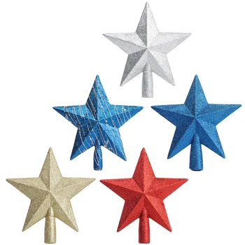 

5pcs Christmas DIY Tree Top Toppers Tree Glitter Star Pendants (Random Color)