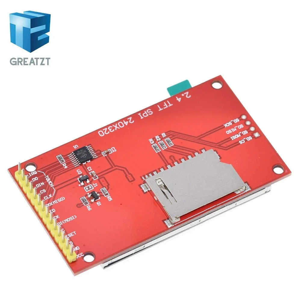 GREATZT 2," 240x320 SPI TFT ЖК-дисплей серийный Порты и разъёмы модуль+ 5 V/3,3 V адаптер PBC Micro SD ILI9341 Белый светодиодный(с сенсорным экраном