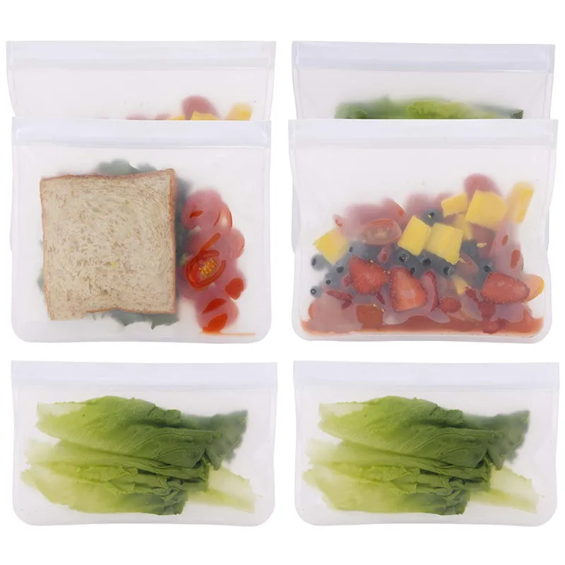 Silicone Fresh Bag Zip Shut Bags Food Storage Container Kitchen Organizer