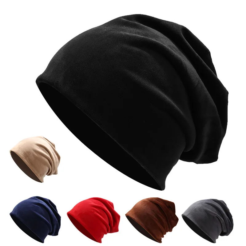 

Moon hat women autumn and winter velvet pullover cap Korean men and women solid color pile casual earmuffs Skullies & Beanies