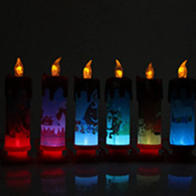 1pcs LED Candle Tea Light Battery Powered Lamp Simulation Color Flame Flashing Home Wedding Birthday Party Decoration Candles
