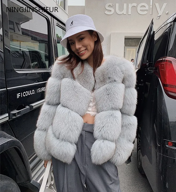 picture color Новое Брендовое импортное пальто с лисьим мехом женское короткое зимнее Новое короткое пальто с лисьим мехом - Цвет: picture color