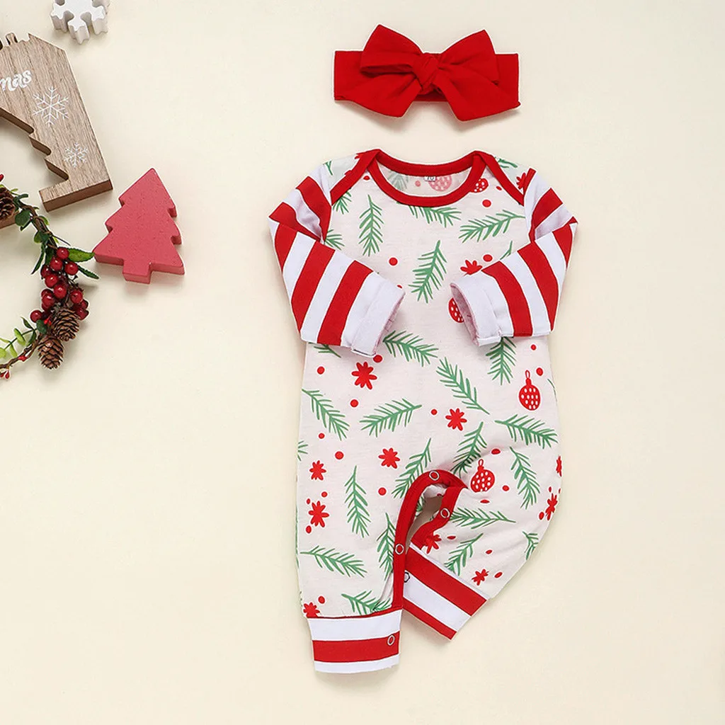 Infant Baby Boys Girls Christmas Xmas Fawn Print Thick Romper Jumpsuit Outfits O-Neck Long Sleeve Fashion Baby Outfits Hot Sale
