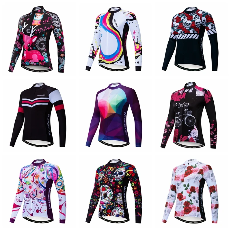 Weimostar Autumn Women Cycling Jersey Long Sleeve Spring Bicycle Cycling Clothing Pro Team Bike Jacket Road Female Top