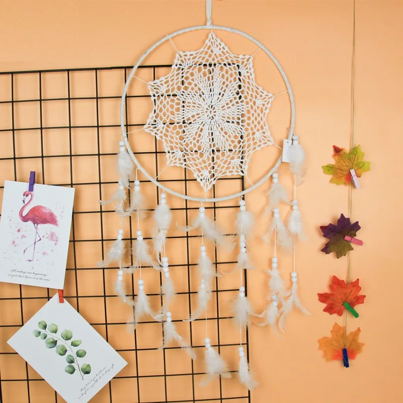 

Birthday Valentine's Day Graduation White Feather Dreamcatcher Hanging Quality Handmade Wind Chime Gift Indian Pendant 2019NEW