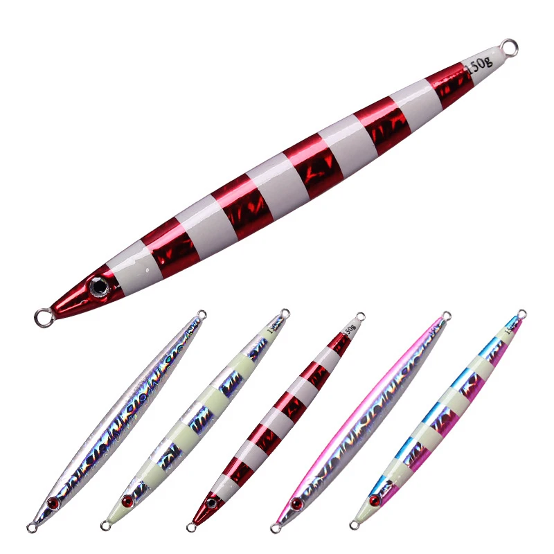 

sinking fast speed vertical metal jig 100g 150g 200g glow jigging saltwater boat fishing lure deep sea