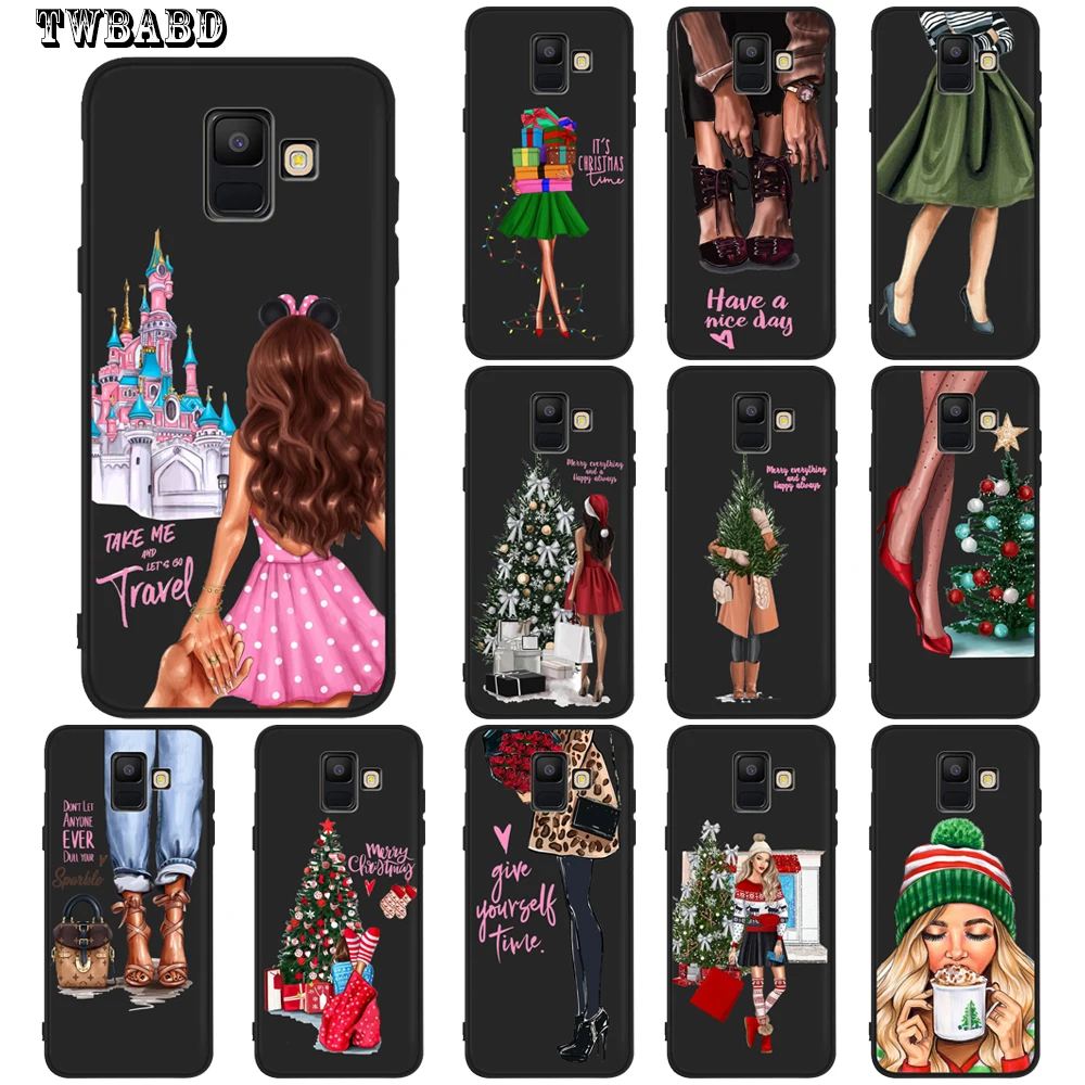 Phone Case For Cover Samsung J4 Fashion Christmas Girl Luxury for J8 J2 J6 Plus 2018 J3 J5 J7 2017 Black Etui | Мобильные телефоны
