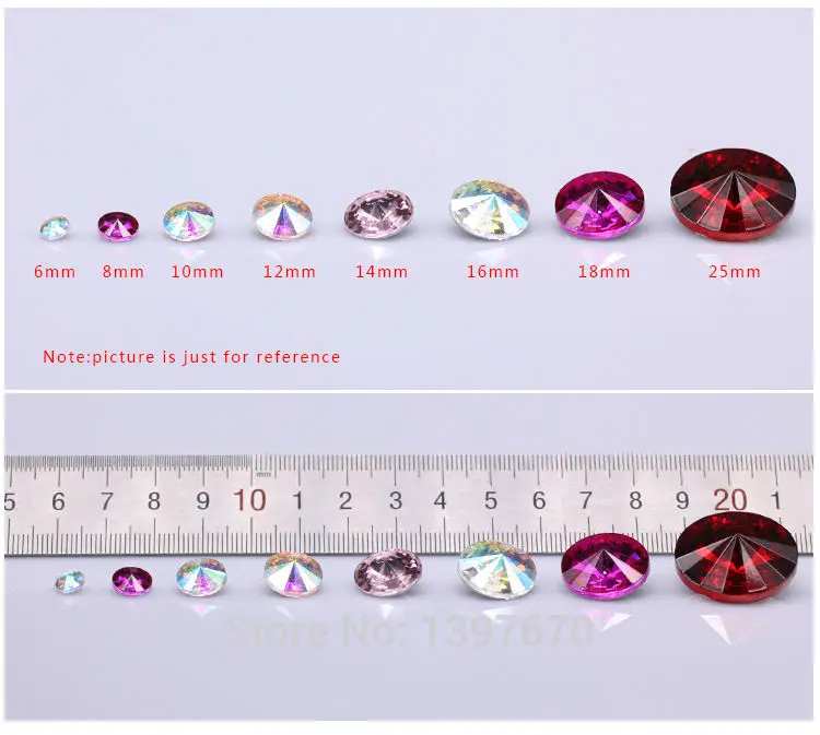 Glass beads stone beads All Sizes 24-Colors Rivoli Round fancy stone pointed back Glass Crystal rhinestones necklace diy earring Jewelry garment making