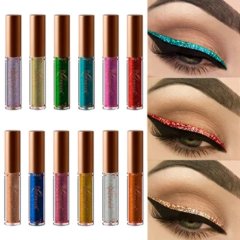 

12 Colors Glitter Eyeliner Pearled Metallic Liquid Eye Liner Diamond Shimmer Shining Tattoo Glitter Eyeliner Waterproof TSLM2