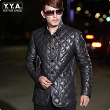 Новинка, зимние мужские теплые пуховики из натуральной овечьей кожи, куртки для мотоциклистов, куртки с воротником-стойкой