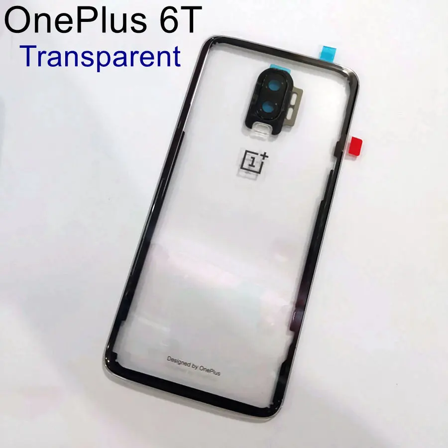 Заднее стекло Oneplus 6 6T 7 Pro крышка батареи Oneplus 6 задняя дверь Корпус чехол Oneplus 6T 7 Pro крышка батареи с объективом камеры - Цвет: 6T Transparent