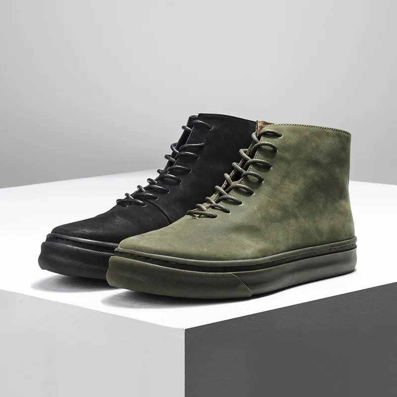

Autumn And Winter New Style MEN'S SHOES Mid-top Lace-up round-Toe Dull Polish Leather Boot Fashion England Retro Short Boots