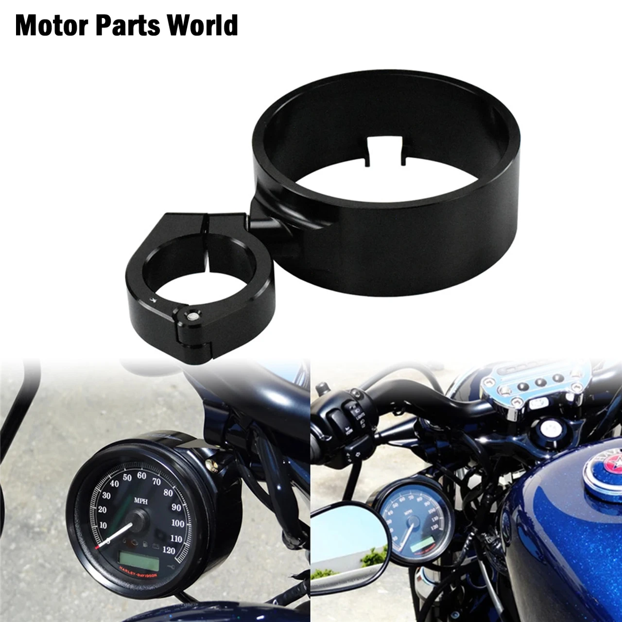 Motorcycle 39mm Speedometer Ring Side Mount Relocator Bracket Clamp Black For Harley Dyna Street Bob 93-2005 Sportster XL 93-19 |