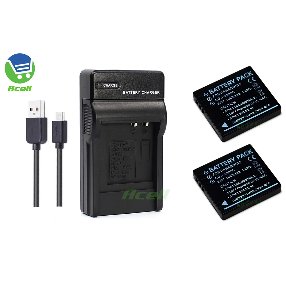 CGA S008E Батарея + USB Зарядное устройство для цифрового фотоаппарата Panasonic DMC FX38 FX37 SDR