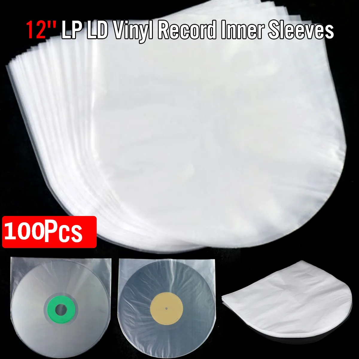100pcs 12" PE Vinyl Record LP LD Record Plastic Bags Anti static Record