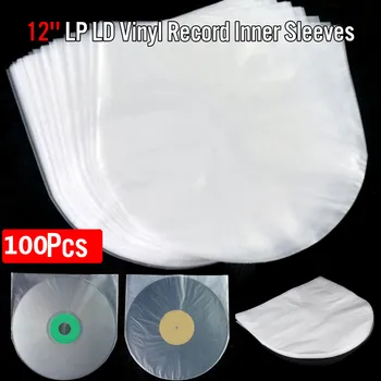 

100pcs 12" PE Vinyl Record LP LD Record Plastic Bags Anti-static Record Sleeves Outer Inner Plastic Clear Cover Container