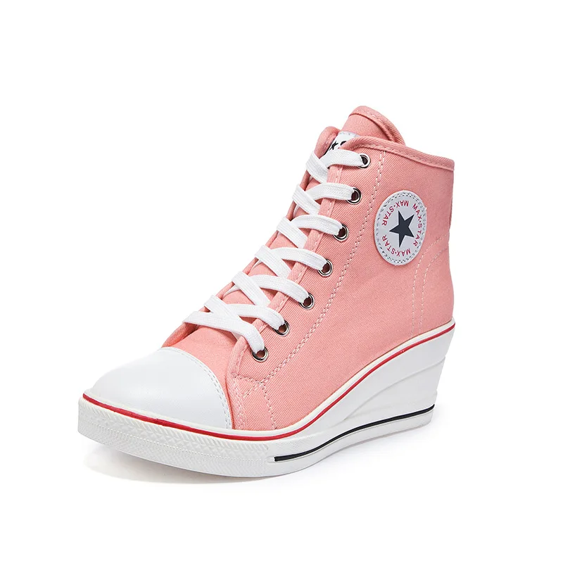 Новинка года; Модные дышащие женские кроссовки на танкетке; цвет белый, черный; дизайнерская женская обувь; женские кроссовки на платформе; Basket Femme - Цвет: pink