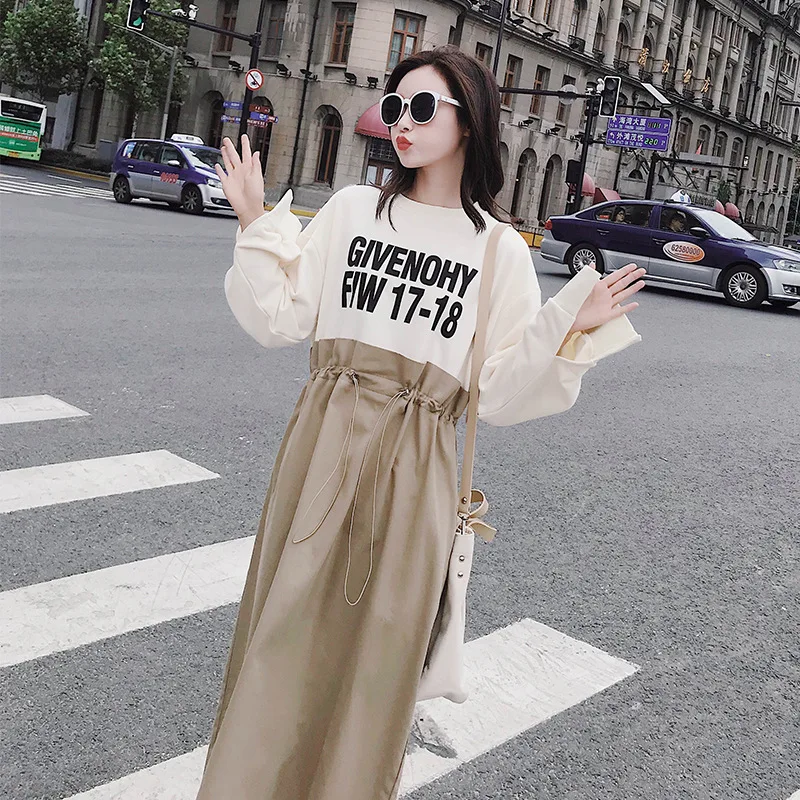 

2019 New Style WOMEN'S Dress Spring Clothing French Retro Skirt Yamamoto-Style Immortal over-the-Knee Dress CHIC Gentle Waist Hu