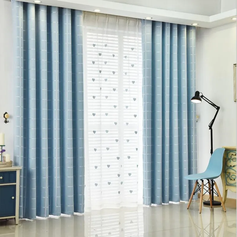 

Hot-selling curtain granular jacquard lattice Nordic simple modern pure-color bedroom full shade ins wind curtain cloth window