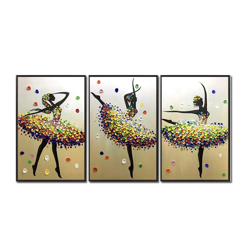 No-Framed-Abstract-art-modern-dancer-ballet-girls-Oil-Paintings-on-Canvas-3pcs-home-Decor-Wall
