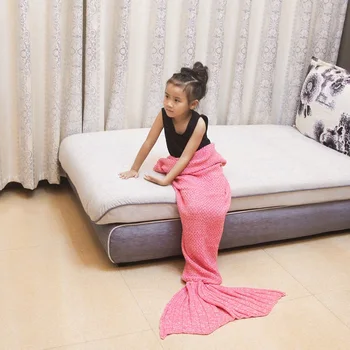 

Mermaid Blanket Parent-child Handmade Wool Knit Blanket Girl Knitted Blanket Air Conditioning Sofa Bedding Sleeping Blanket