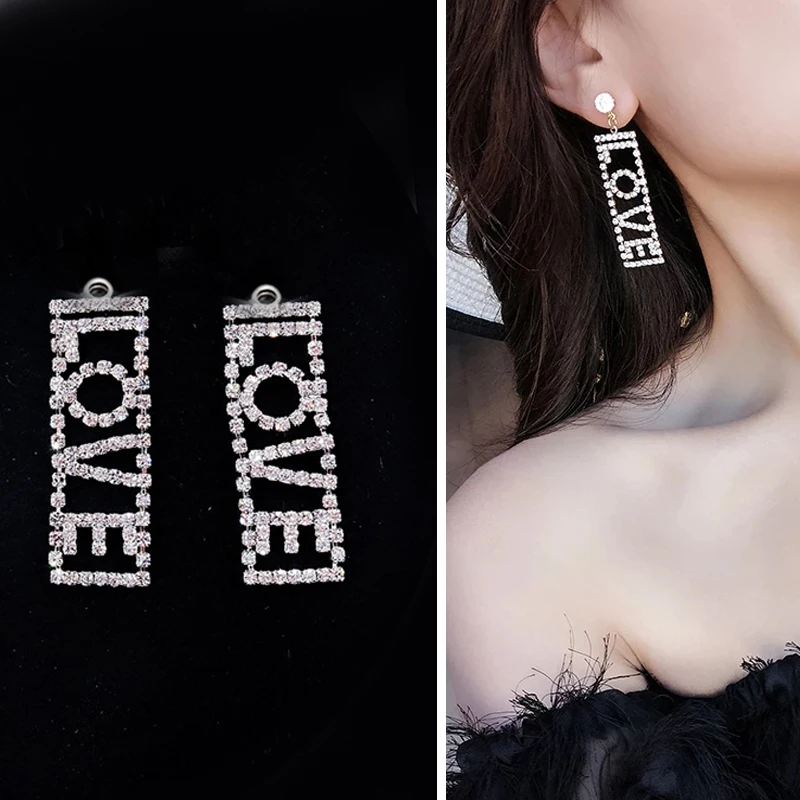 2019New 50 шт Стразы ЛЮБОВЬ прямоугольная пуговица для DIY серьги или ожерелье Подвески Аксессуары FY80