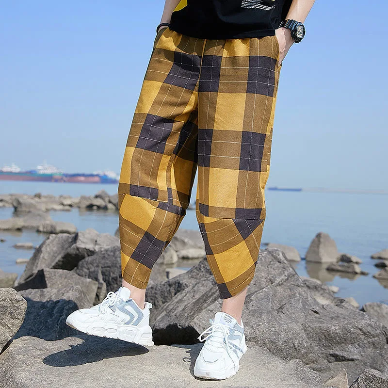 

Calf-Length Cotton Pants Men Joggers Men Pants Striped Loose Streetwear Harem Pants Men Trousers 5XL Hip Hop 2022 Spring Autumn