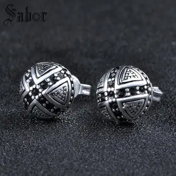 

New Arrival European Black CZ zircon Cross spherical Stud Earrings Gift For Women Fashion Jewelry silver color hot thomas