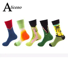 ALICENO, высокое качество, модные носки в стиле Харадзюку, забавные Женские носочки с изображением кокосового животного, милые осенне-зимние мужские носки в стиле ретро