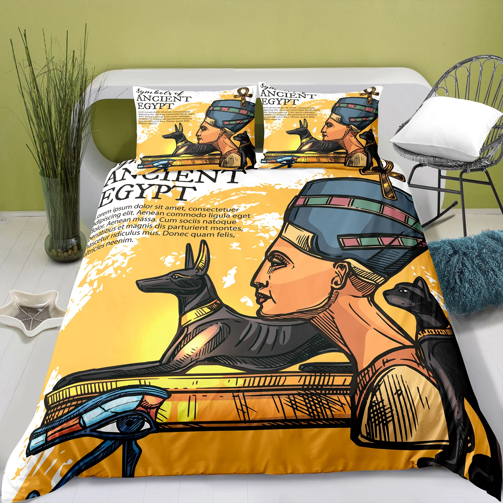 Bedding Set Ancient Egypt Comforter Cover Set Egyptian Civilization Duvet Cover Set Egypt Culture Quilt/Blanket Cover&Pillowcase - Image 3