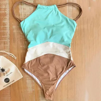 

One-Piece Swimsuit Closed Patchwork Women Push Up Swimwear For Pool Body Bathing Suit Bather Beach Female Sports Swimming Suit