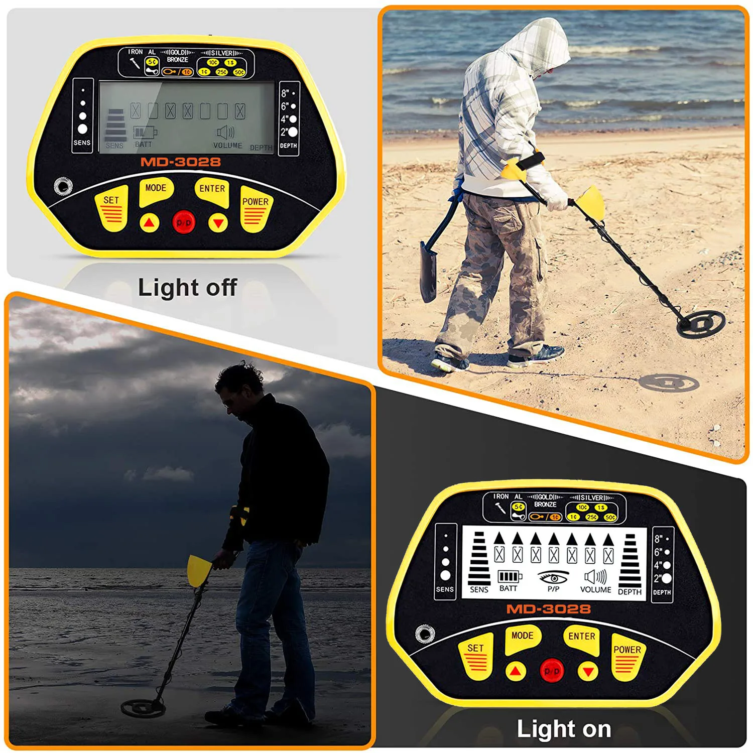 Professional Undergroud Metal Detector MD 3028 Gold Digger with Waterproof Search Coil Pinpoint Function and Disc