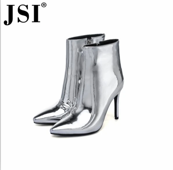 

JSI Women Boots Pointed Toe Zip Mid-Calf Microfiber Ladies Shoes Solid Spring Autumn Zipper Basic Handmade Women Boots je206