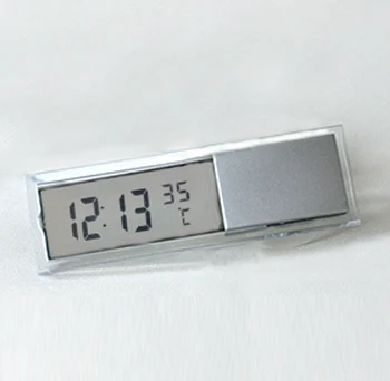

Electronic Multipurpose Suction Cup LCD Display Clock 2 In 1 Home Accessories Digital Practical Car Thermometer