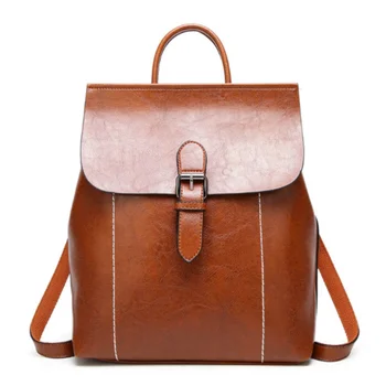 

Simple Style Leather Women Backpacks Large Capacity School Bags for Teenage Girls Vintage Solid Ladies' Shoulder Travel Bag Sac