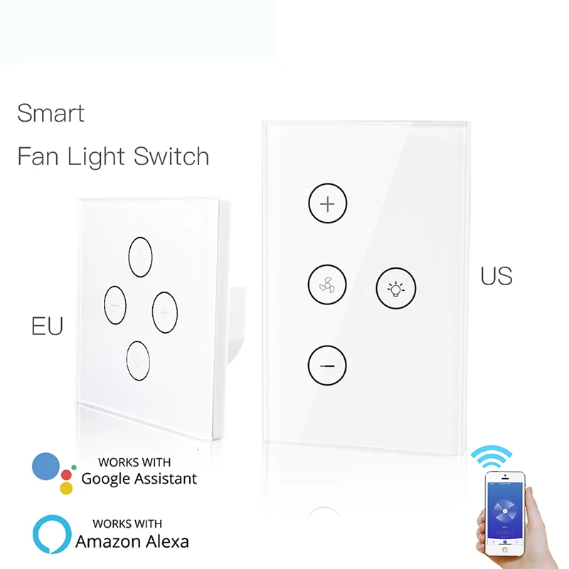 

Smart WiFi Ceiling Fan Light Lamp Wall Switch Smart Life/Tuya APP Remote Various Speed Control Work Alexa Echo Google Home IFTTT
