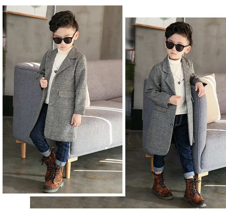 denim jacket with fur Boy Coat Turn Collar Single-Breasted Casual Spring Autumn Jacket For 5-16T Children Outerwear Gray High Quality fleece lined waterproof jacket