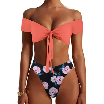 

Two-Pieces Women Floral Push-up Padded Bra Bandage Bikini Set Triangle Swimsuit Triangle Swimwear Bathing Suit Beach biquini