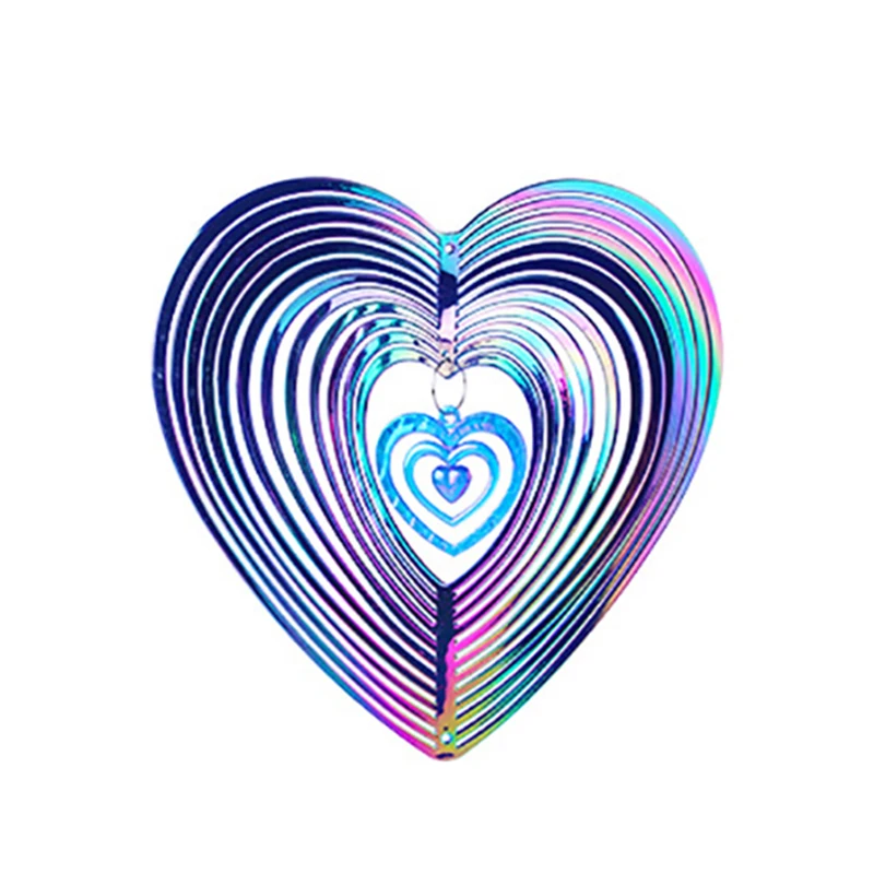 Geometric Art Heart Wind Spinner Yard Art Beating Heart Wind Spinner Balcony Outdoor Garden Decoration Ornament Dream Catcher