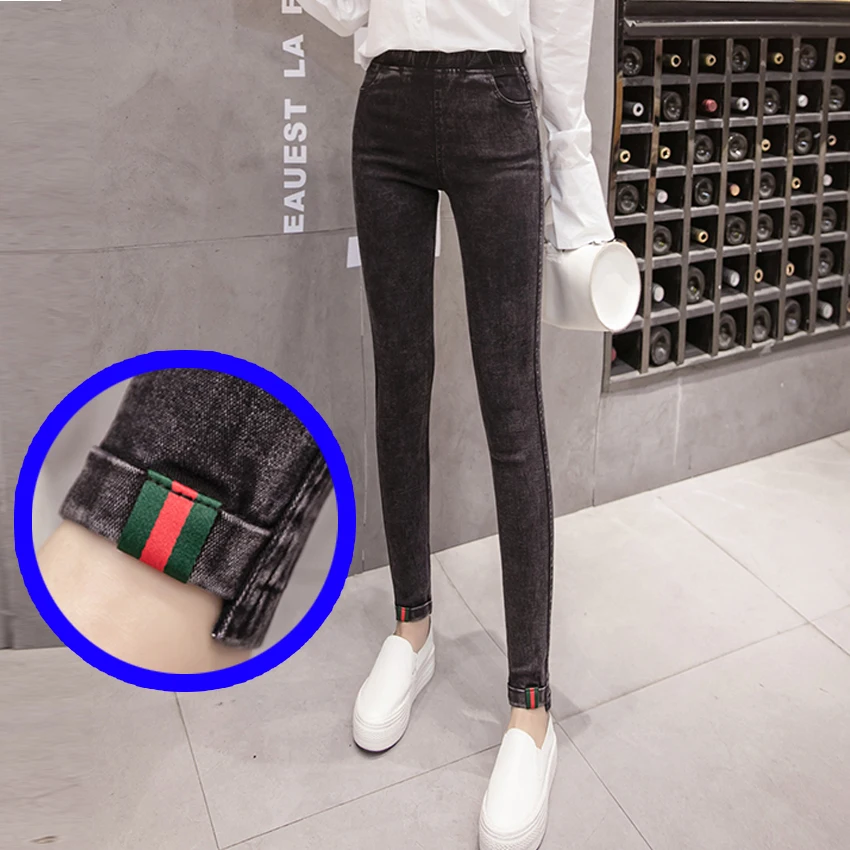 

Jeans for Women mom Jeans High Waist Jeans Woman High Elastic plus size Stretch Jeans female washed denim skinny pencil pants