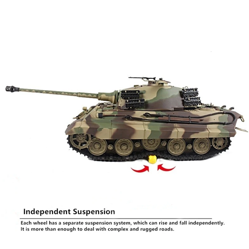 True Restoration RC Battle Tank Rotation Shot Turret Lift Barrel Simulation Recoil Sound LED Light Smoking Remote Control Tank 5