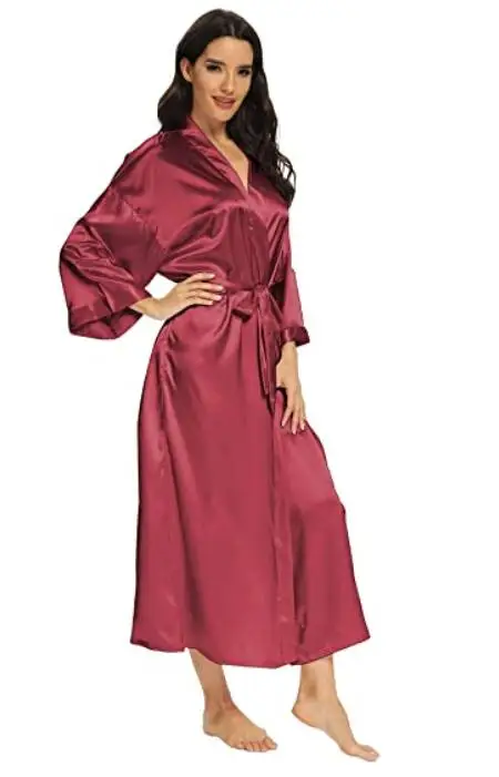 Women Silk Satin Long Wedding Bride Bridesmaid Robe Kimono Robe Feminino Bath Large Size XXXL Peignoir Femme Sexy Bathrobe
