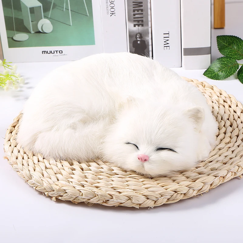 

Simulation cat doll leather hair simulation animal cute children gift couple mutual gift home decoration pet shop ornaments