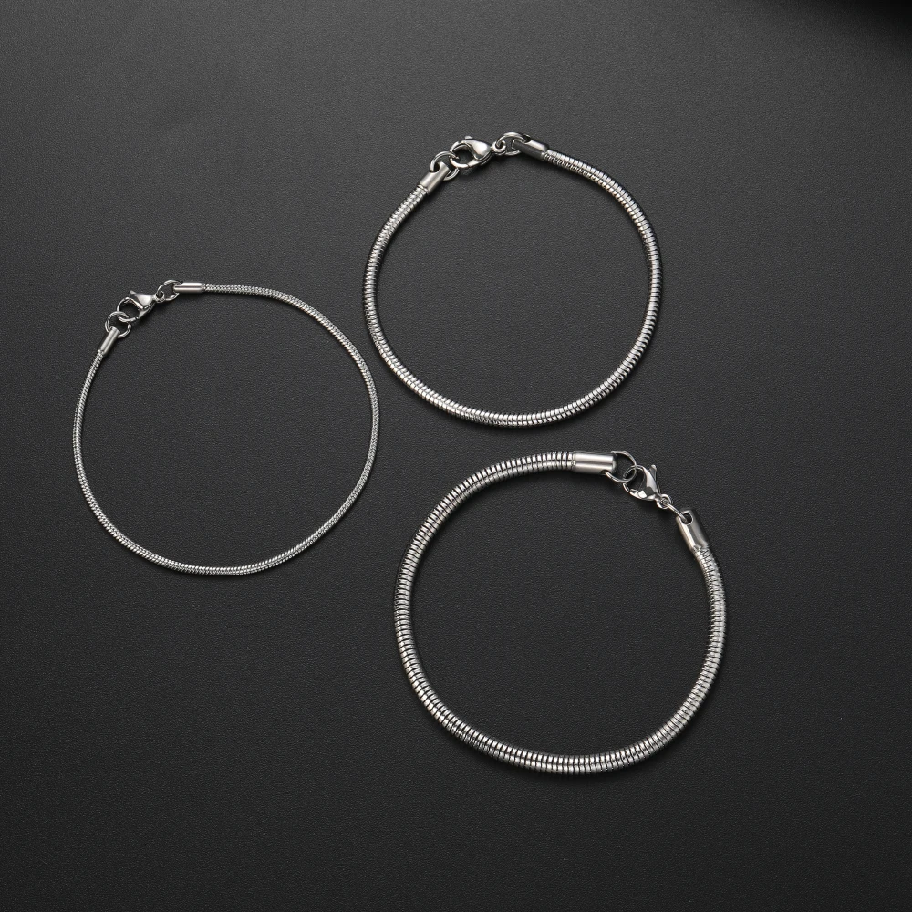 316L Stainless Steel Round Snake Chain Bracelet for Men and Women 2/3/4MM