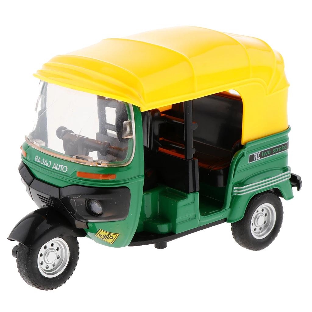 1:14 Alloy Diecast Indian Tricycle Model Motorcycle W/ Light Sound Toy Green