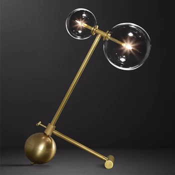

Nordic Simple Golden LED Table Lamp Clear Glass Ball Bedroom Bedside Desk Lighting Postmodern Study Living Room Creative Fixture