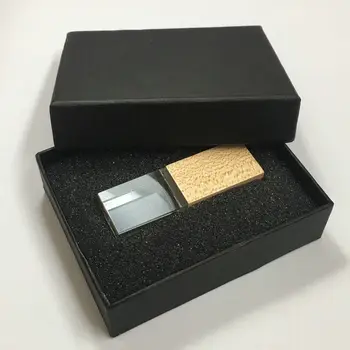 

10pcs Free Logo Crystal Usb Flash Drive Maple Wood & Bamboo With Black Box Pen Drive Pendrive 4gb 8gb 16gb 32gb Flash Stick Gift