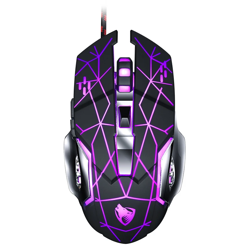Ratón óptico USB para juegos por cable, ergonómico, 6 botones, 3200DPI, programable